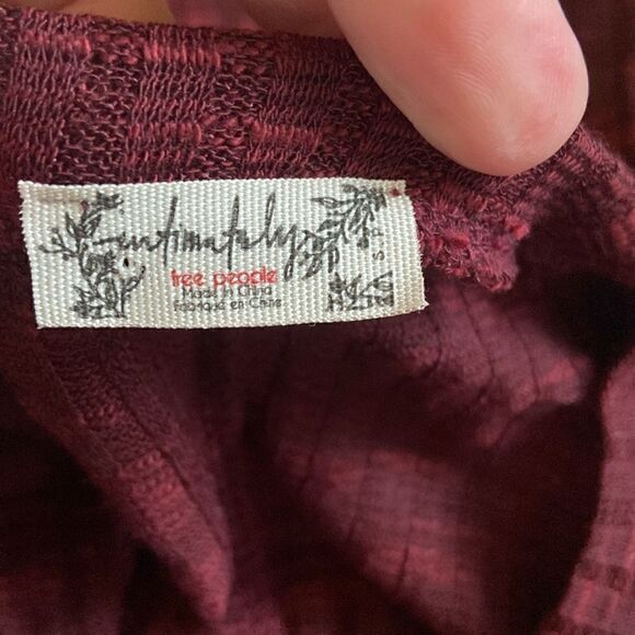 Free People Intimately Red Semi Sheer Aura Layering Top Size Small - Picture 7 of 9